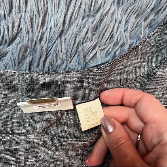 Cynthia Rowley Gray Linen Blouse Top Size 3X - Picture 4 of 6